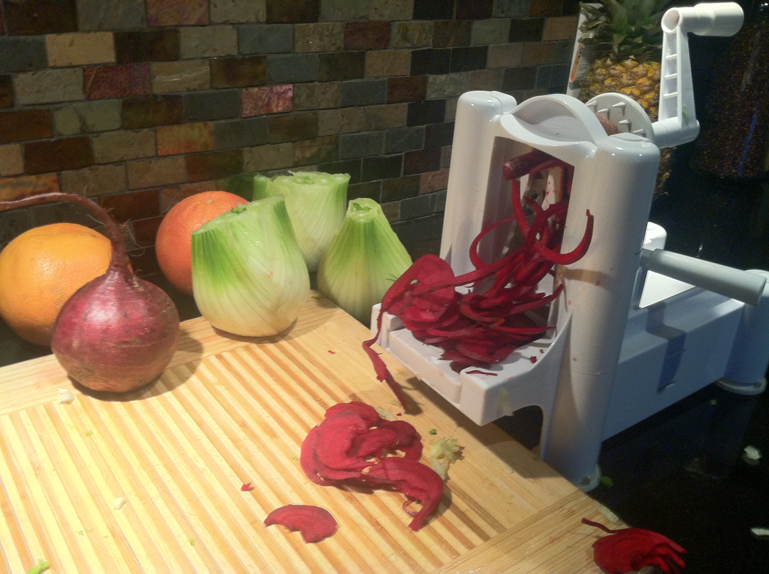 Spiralizing for the Fennel Beet Grapefruit Salad